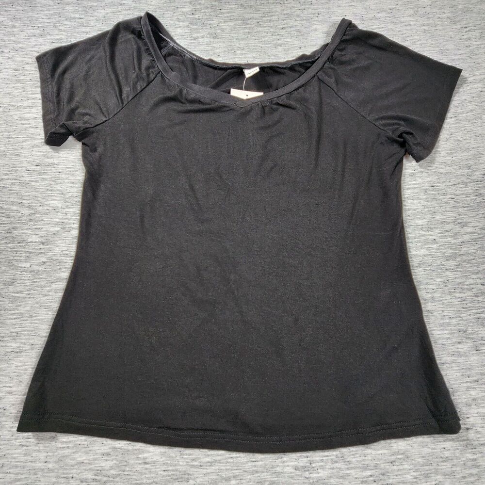 Solid V Neck Short Sleeve Casual Shirt Off Shoulder Top Womens Size XL Plus